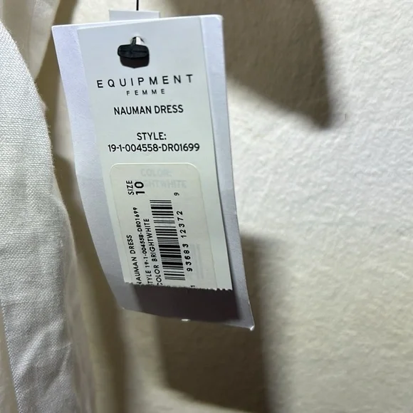 Equipment Femme White Linen Nauman Dress Size 10 NWT - Picture 10 of 11